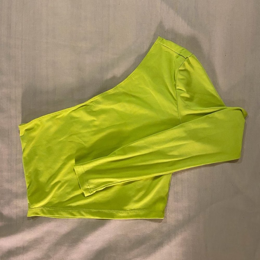 SHEIN Neon Crop Top with One Sleeve